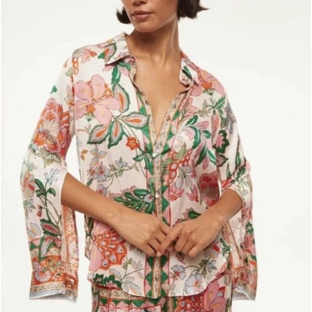 MISA LA-Celine Top-Casablanca Border Mix-XS-$290 Retail